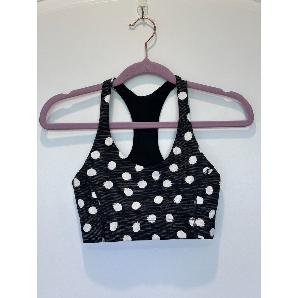 Outdoor Voices Doing Things Sports Bra Black White Polka Dot Size XXS